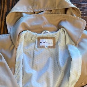 Maternity jacket with removable hood